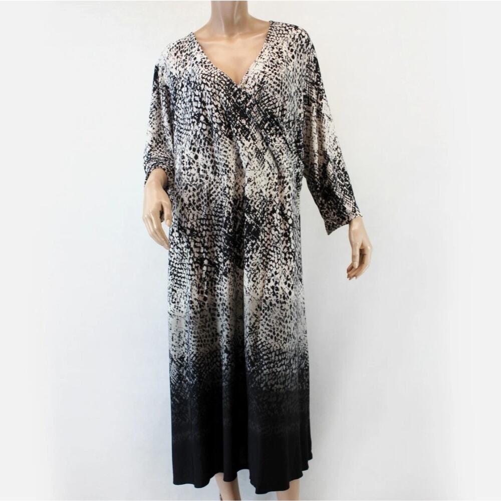 Catherines Dress Faux Wrap Plus Size 14/16 Animal Print Twist V- Neck